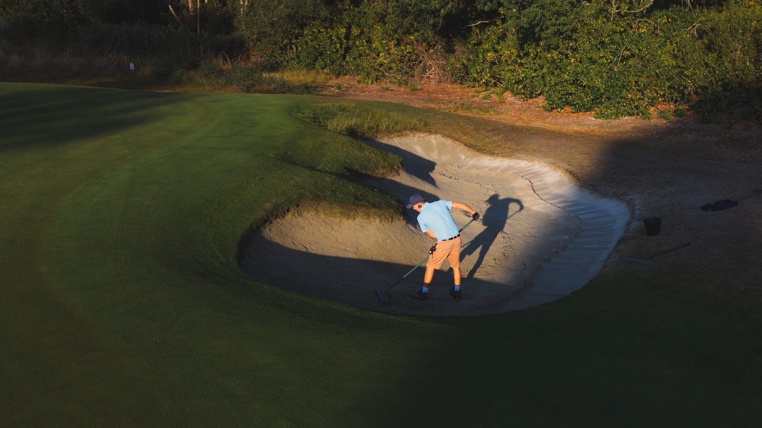 Aerial view of bunkering and heather from above